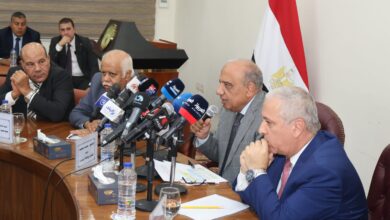 وزير الكهرباء أثناء الندوة مع الهيئة للصحافة
