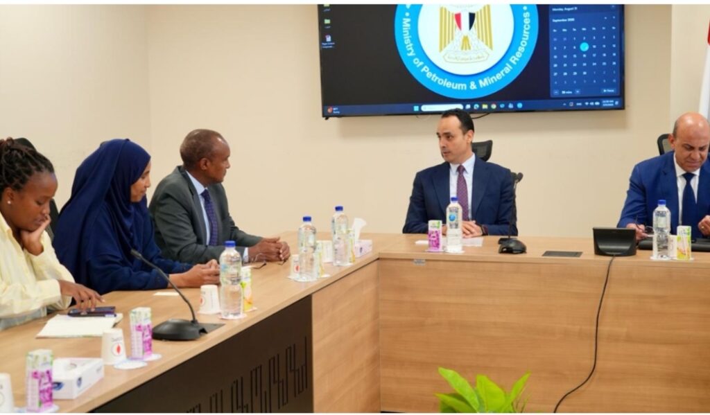 المهندس محمود ناجي وكيل الوزارة البترول أثناء مباحثاته مع مبعوث الرئيس الكيني