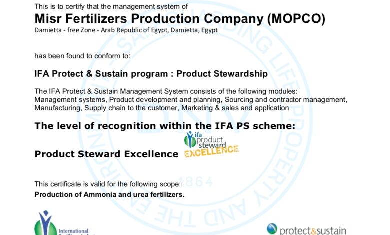 «موبكو» تحصد شهادة IFA Protect & Sustain بدرجة "Excellence" 